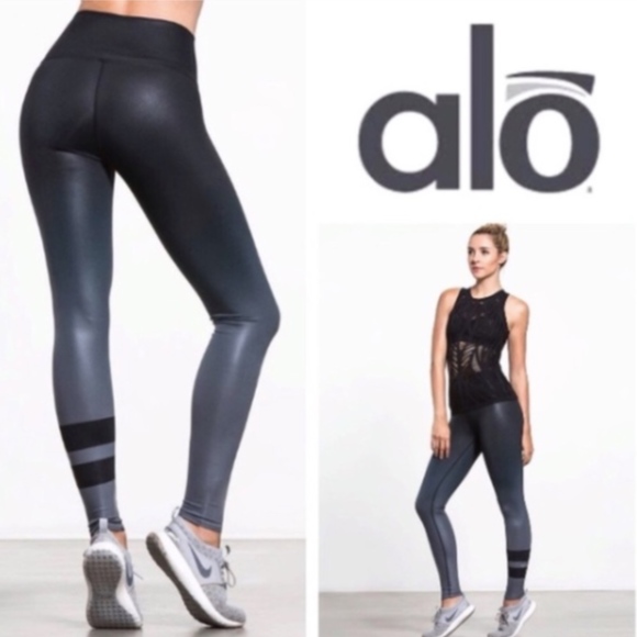 ALO Yoga Pants - CELEBRITY ALO YOGA GREY and BLACK OMBRE LEGGINGS